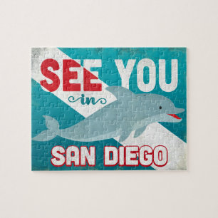 San Diego Delfin - Retro Vintage Reise Puzzle