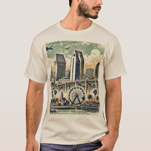 San Diego Distressed Grunge Travel T-Shirt (Vorderseite)