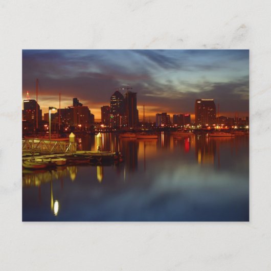 San Diego Docks Night Postkarte (Vorderseite)