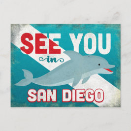 San Diego Dolphin - Retro Vintage Postkarte