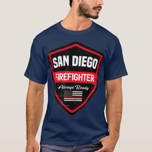 San Diego Feuerwehrrutsche Feuerwehrmann erster T-Shirt (Vorderseite)