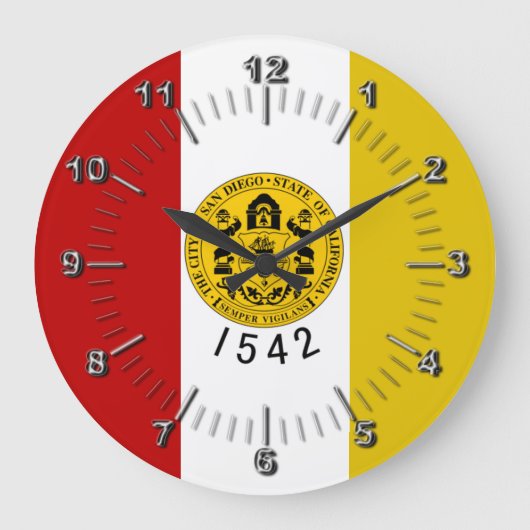 San Diego-Flagge Große Uhr (Vorderseite)
