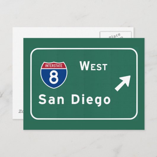 San Diego I-8 West Exit Interstate California Ca Postkarte (Vorne/Hinten)