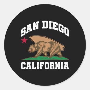 San Diego Kalifornien Bär Surfen Surfer  Runder Aufkleber