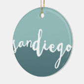 San Diego, Kalifornien | blaue Kalligraphie Ombre Keramik Ornament (Links)
