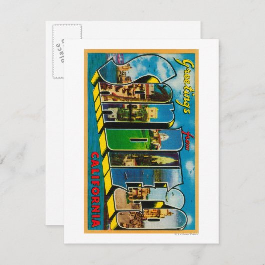 San Diego, Kalifornien - Große Briefszenen Postkarte (Vorne/Hinten)
