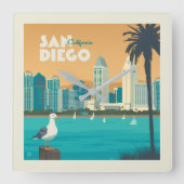 San Diego, Kalifornien Quadratische Wanduhr (Vorderseite)