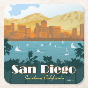 San Diego, Kalifornien Rechteckiger Pappuntersetzer