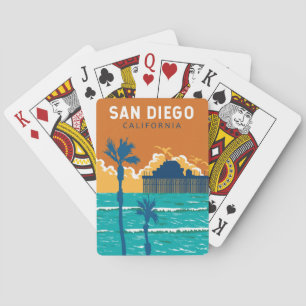 San Diego Kalifornien Reise Kunst Vintage Spielkarten