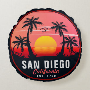 San Diego Kalifornien Retro-Sonnenuntergang-Souven Rundes Kissen