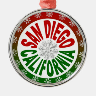 San Diego Kalifornien rote grüne Verzierung Silbernes Ornament