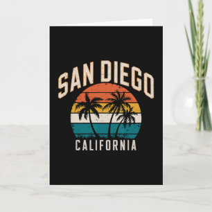 San Diego Kalifornien Sonnenuntergang Palmen Vinta Karte