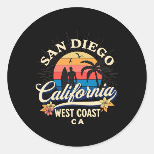 San Diego Kalifornien Strand Surfen Sommer Urlaub Runder Aufkleber