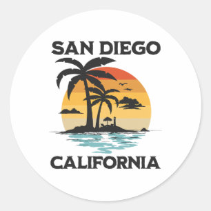 San Diego Kalifornien Strand Surfen Sommer Urlaub  Runder Aufkleber