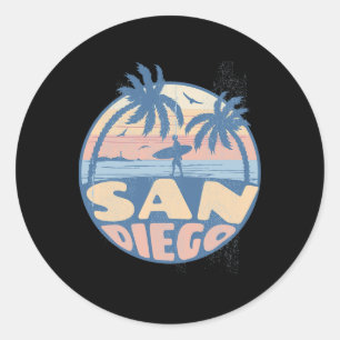 San Diego Kalifornien Strand Surfen Sommerurlaub V Runder Aufkleber