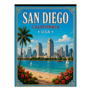 🌊 San Diego Kalifornien Strandurlaub Erinnerung Poster