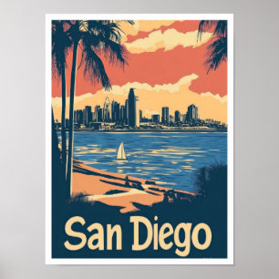 San Diego Kalifornien USA Kunst Vintage Reise Poster