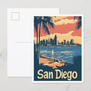 San Diego Kalifornien USA Kunst Vintage Reise Postkarte