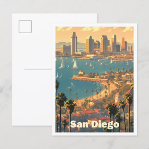 San Diego Kalifornien USA Kunst Vintage Reise Postkarte