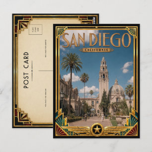 San Diego Kalifornien Vintage Art Deco Golden Age Postkarte