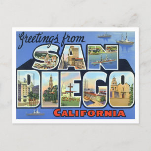 San Diego, Kalifornien Vintage Große Buchstaben Po Postkarte