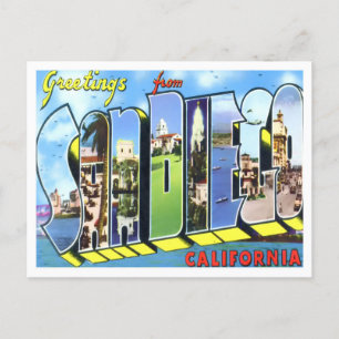 San Diego, Kalifornien Vintage große Buchstaben Po Postkarte