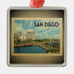 San Diego Kalifornien Vintage Reise-Verzierung Silbernes Ornament