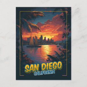 San Diego, Kalifornien - Vintage-Stil Postkarte