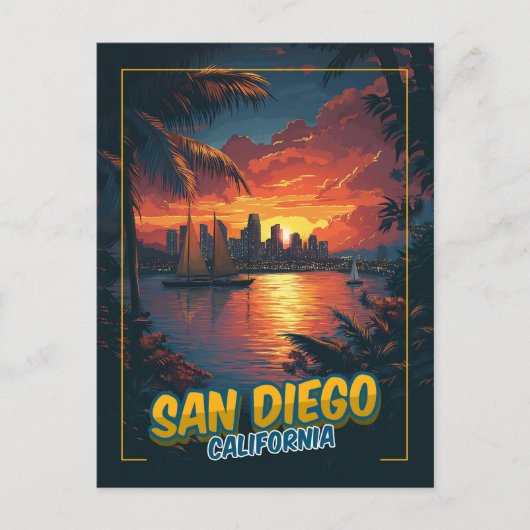 San Diego, Kalifornien - Vintager Stil Postkarte (Vorderseite)