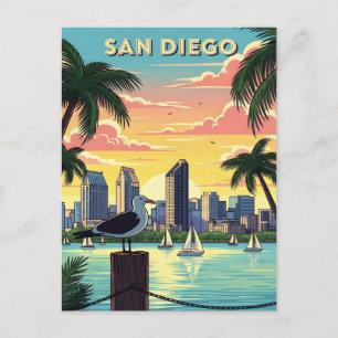 San Diego, kalifornische Skyline mit Möwe Postkarte