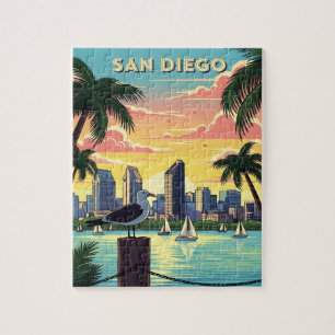San Diego, kalifornische Skyline mit Möwe Puzzle