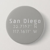 San Diego Latitude Längengrad Button (Vorderseite)