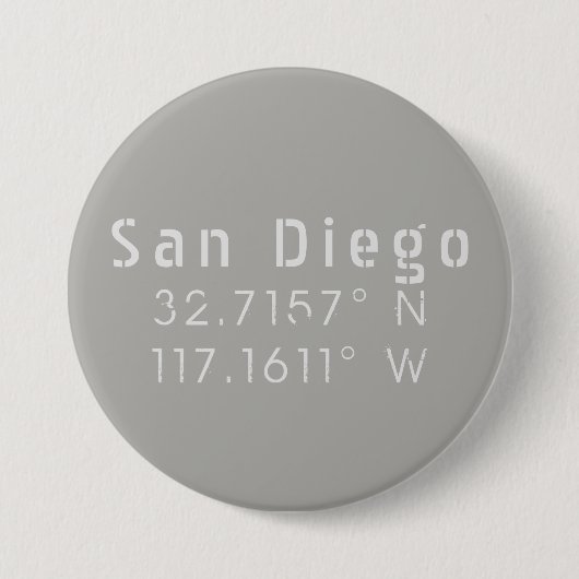 San Diego Latitude Längengrad Button (Vorderseite)