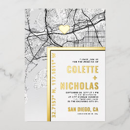 San Diego Liebe Locator | Städtische Hochzeit Folieneinladung