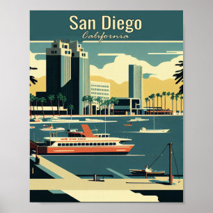 San Diego Minimalist Vintage Reise Kunstplakat Poster