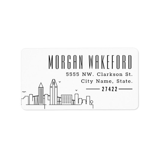 San Diego Moderner Deko Skyline Large Adressaufkleber (Vorne)