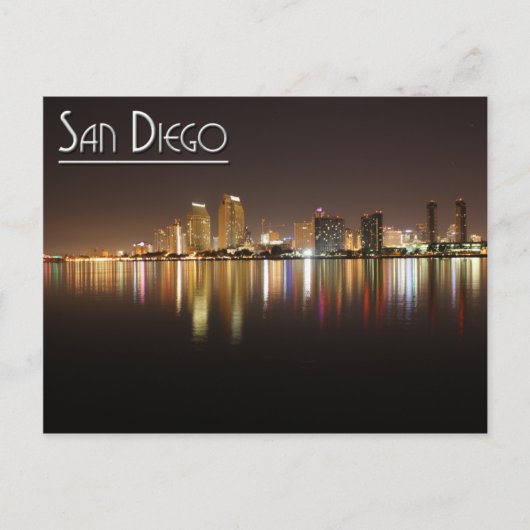San Diego nachts Postkarte (Vorderseite)