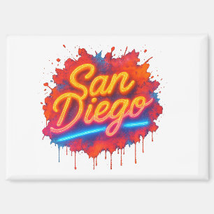 San Diego Neon Street Art - Farbenfrohe Retro Scri Magnet