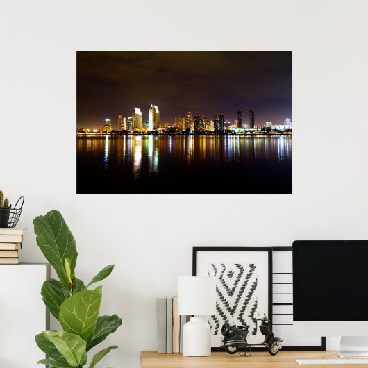 San Diego Night Skyline Poster (Heimbüro)