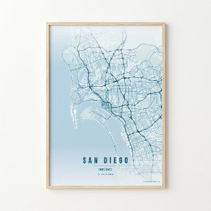San Diego Ozean Karte Druck Poster Wandkunst Gesch