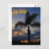 San Diego Palm Tree Sunset Postcard Postkarte (Vorne/Hinten)