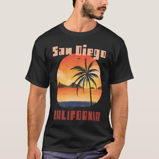 San Diego Palm trees California Vacation Beach Oce T-Shirt (Vorderseite)