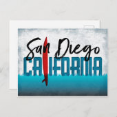 San Diego Postcard California Surfboard Postkarte (Vorne/Hinten)