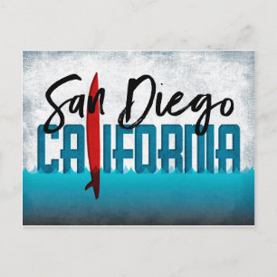 San Diego Postcard California Surfboard Postkarte