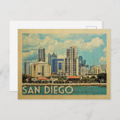 San Diego Postcard Skyline Vintag Postkarte (Vorne/Hinten)