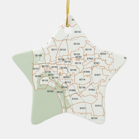 San Diego Postleitzahl-Karte Keramikornament (Vorne)