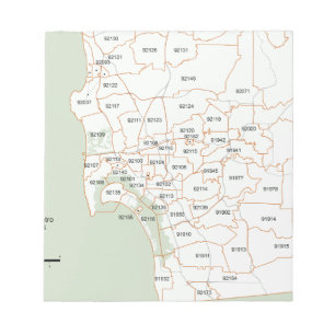 San Diego Postleitzahl-Karte Notizblock