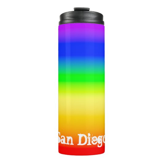San Diego Pride LGBT Rainbow Ombre Streifen Thermosbecher (Vorderseite)