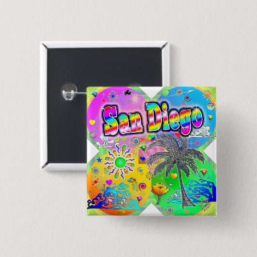 San Diego Quadro Seasons Button (Vorne & Hinten)