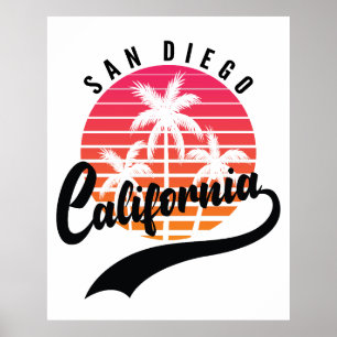 San Diego Retro-Sonnenuntergang-Plakat Poster